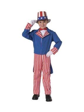 4th of July American Hero Uncle Sam Halloween Costume Sz Kid Medium 8-10 5-7 yrs
